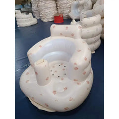 Inflatable Baby Chair designed for dining and bath, featuring colorful patterns for babies 6 to 24 months.