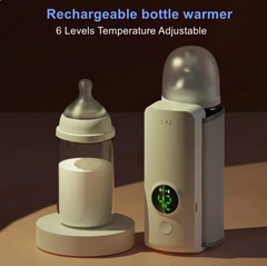 Baby Bottle Warmer - Portable & Wireless design with temperature settings and a baby bottle for easy feeding.