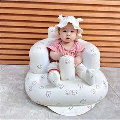 Inflatable Baby Chair designed for dining and bath, featuring colorful patterns for babies 6 to 24 months.