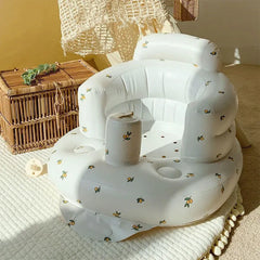 Inflatable Baby Chair designed for dining and bath, featuring colorful patterns for babies 6 to 24 months.