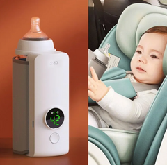 Baby Bottle Warmer - Portable & Wireless design with temperature settings and a baby bottle for easy feeding.