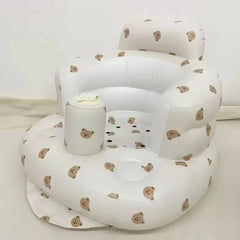 Inflatable Baby Chair designed for dining and bath, featuring colorful patterns for babies 6 to 24 months.
