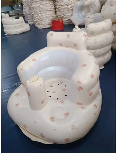 Inflatable Baby Chair designed for dining and bath, featuring colorful patterns for babies 6 to 24 months.