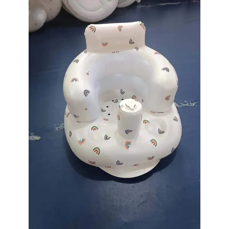 Inflatable Baby Chair designed for dining and bath, featuring colorful patterns for babies 6 to 24 months.