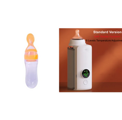 Baby Bottle Warmer - Portable & Wireless design with temperature settings and a baby bottle for easy feeding.