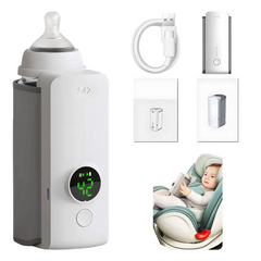 Baby Bottle Warmer - Portable & Wireless design with temperature settings and a baby bottle for easy feeding.