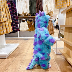 Baby Jumpsuit - Cute hooded animal onesie in blue and purple on a toddler, perfect for winter.